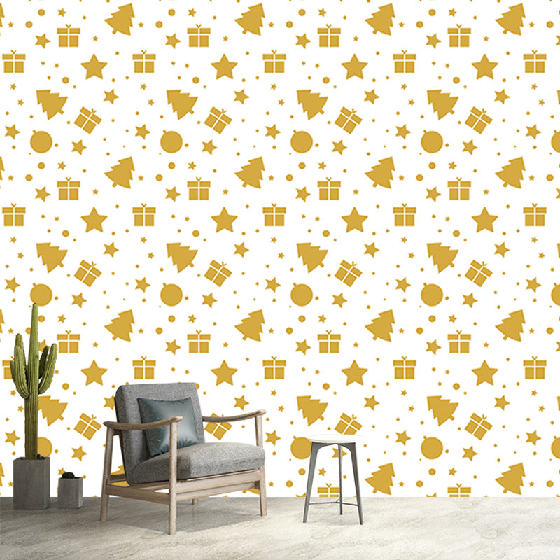 Beautiful Christmas Tree Mural Contemporary Illustration for Bedroom Decoration