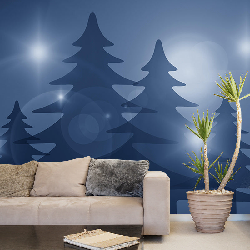 Christmas Tree Mural Contemporary Illustration for Children Room Decoration