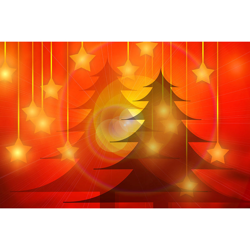 Customized Christmas Tree Wall Mural Horizontal Illustration for Sleeping Room