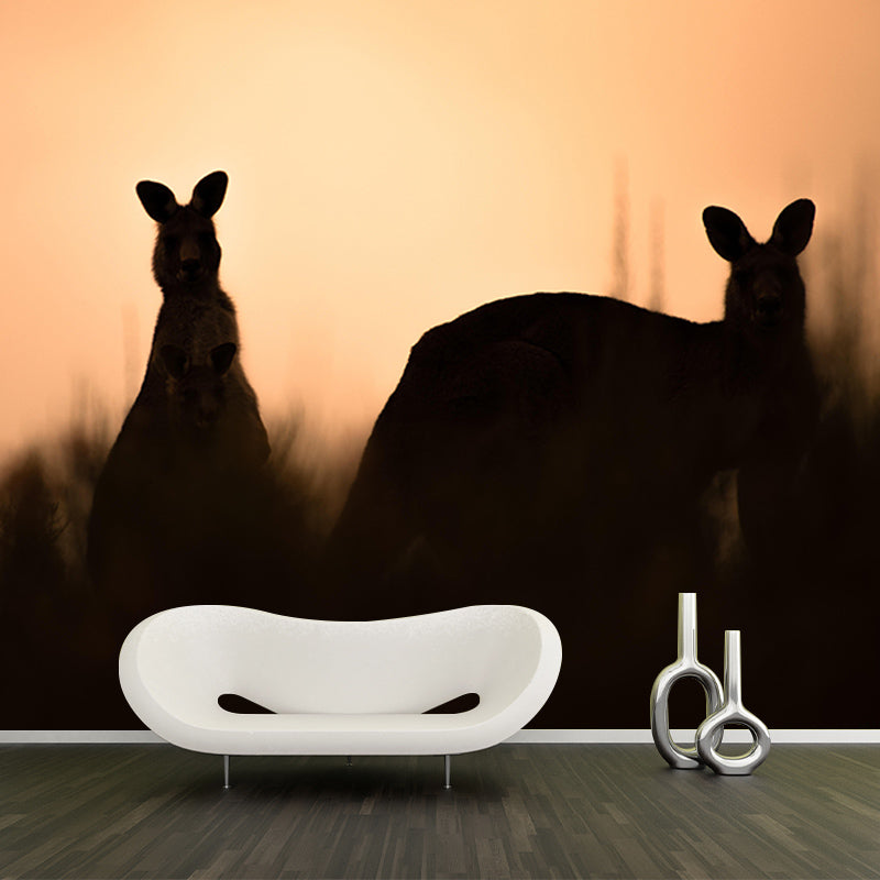 Customized Kangaroo Wall Mural Horizontal Photography for Sleeping Room Decoration