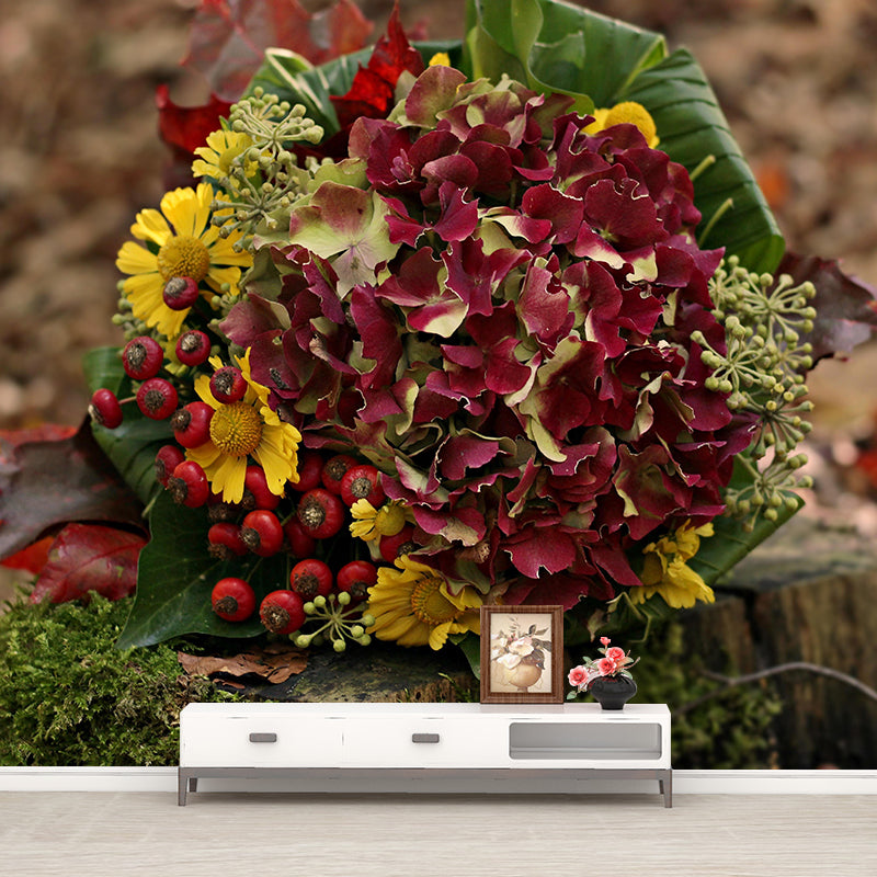 Customized Beautiful Bouquet Mural Horizontal Photography for Sleeping Room Decoration