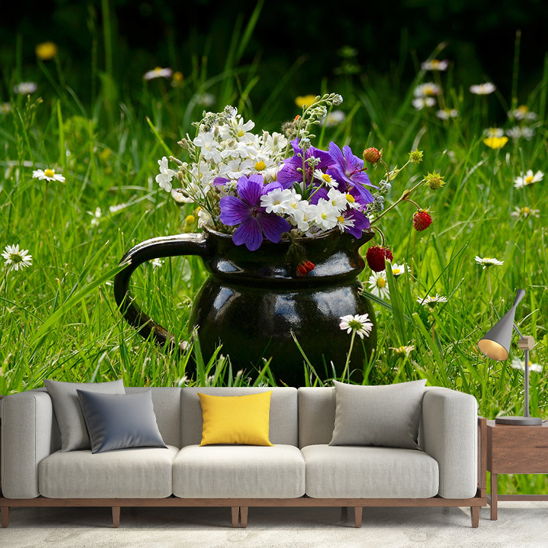 Customized Bouquet Wall Mural Horizontal Photography for Sleeping Room Decoration