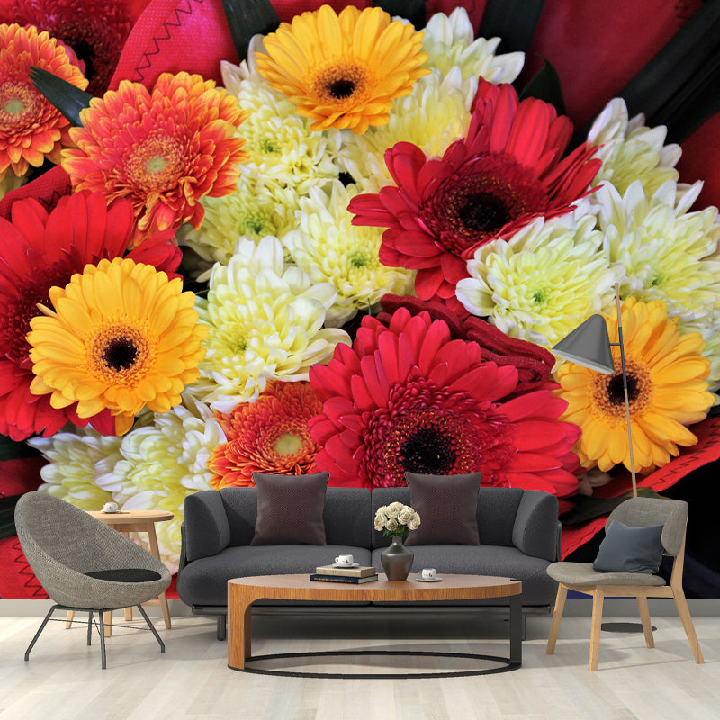 Customized Bouquet Wall Mural Horizontal Photography for Sleeping Room Decoration