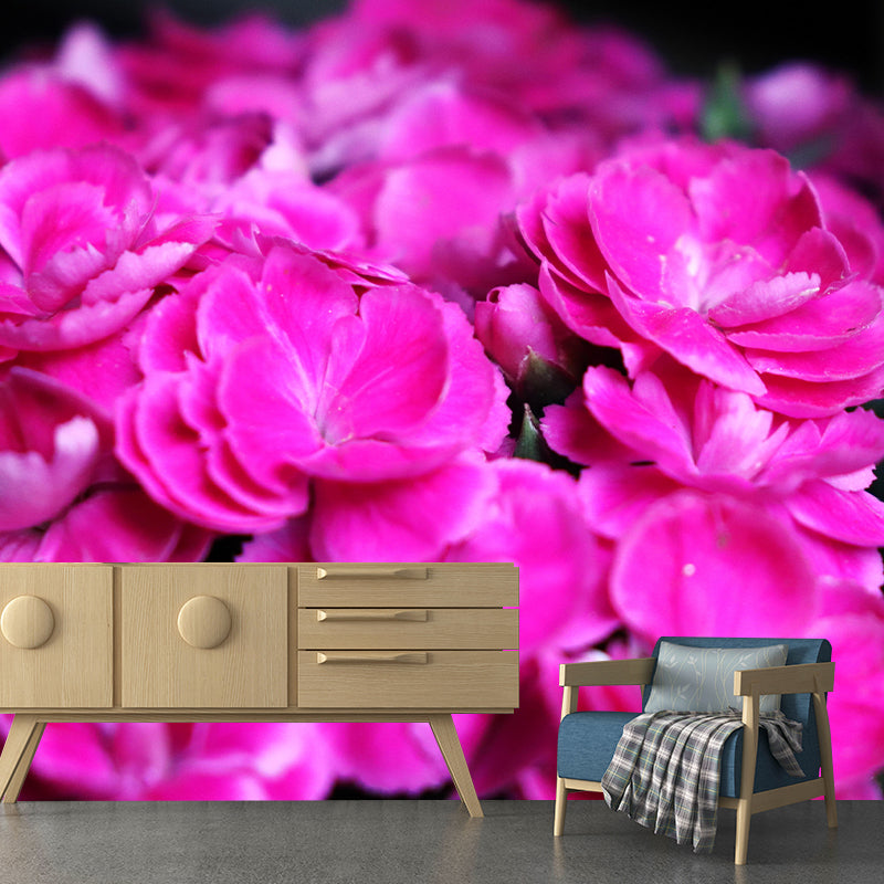 Customized Carnation Flower Wall Mural Horizontal Photography for Sleeping Room
