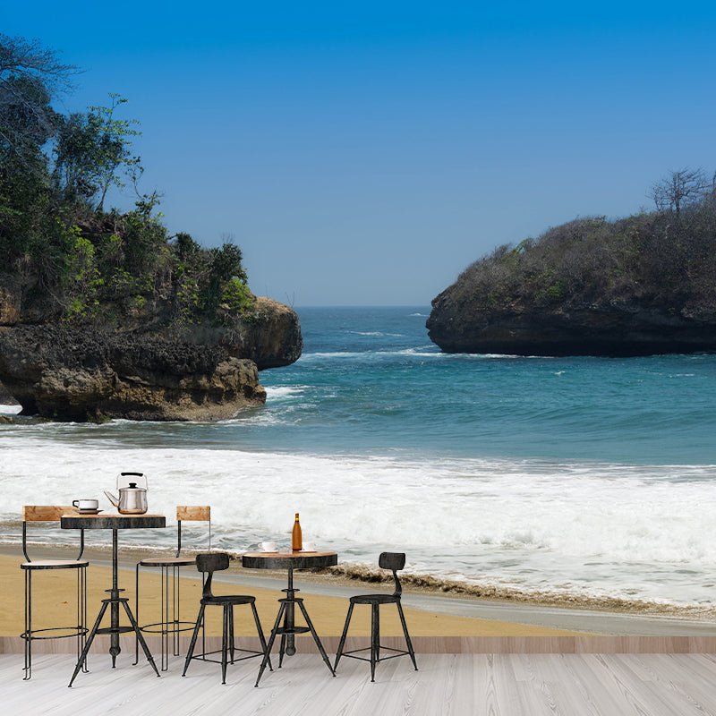 Tropical Beach View Wall Mural for Sleeping Room Home Decor, Made to Measure