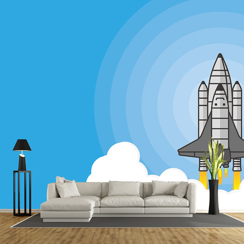 Rocket Outer Space Removable Wall Mural for Children's Bedroom, Moisture Resistant