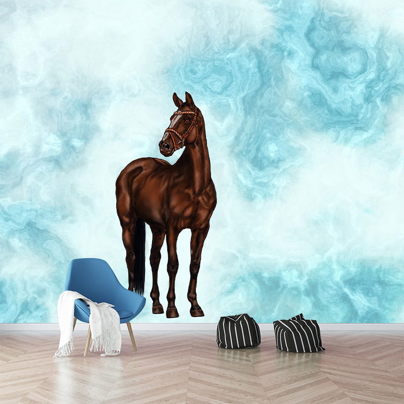 Illustration Style Horse Removable Wall Mural for Living Room Bedroom, Waterproofing