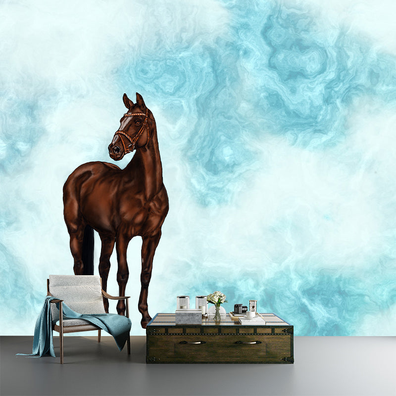 Illustration Style Horse Removable Wall Mural for Living Room Bedroom, Waterproofing