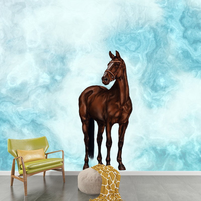 Illustration Style Horse Removable Wall Mural for Living Room Bedroom, Waterproofing