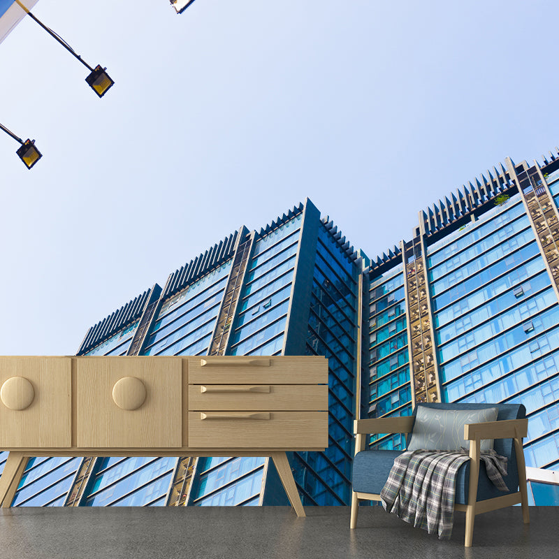 Contemporary Style City Building Mural for Meeting Room, Mildew Resistant