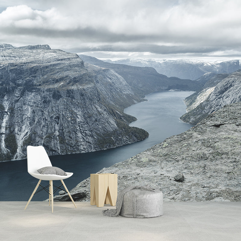 Mountain Scenery Removable Wall Mural for Sitting Room, Mildew Resistant