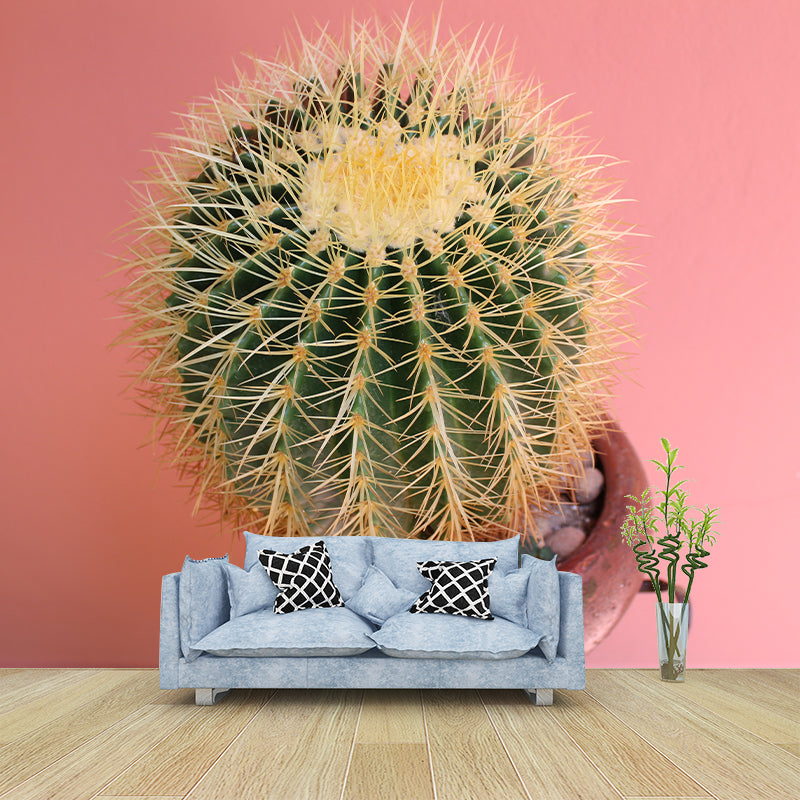 Prickly Cactus Minimalism Style Mural Wallpaper for Reading Room, Customized Size Available