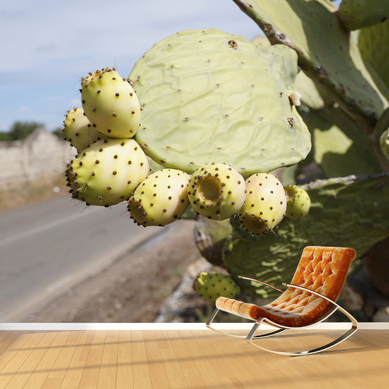 Minimalism Style Prickly Cactus Wall Mural for Reading Room, Mildew Resistant