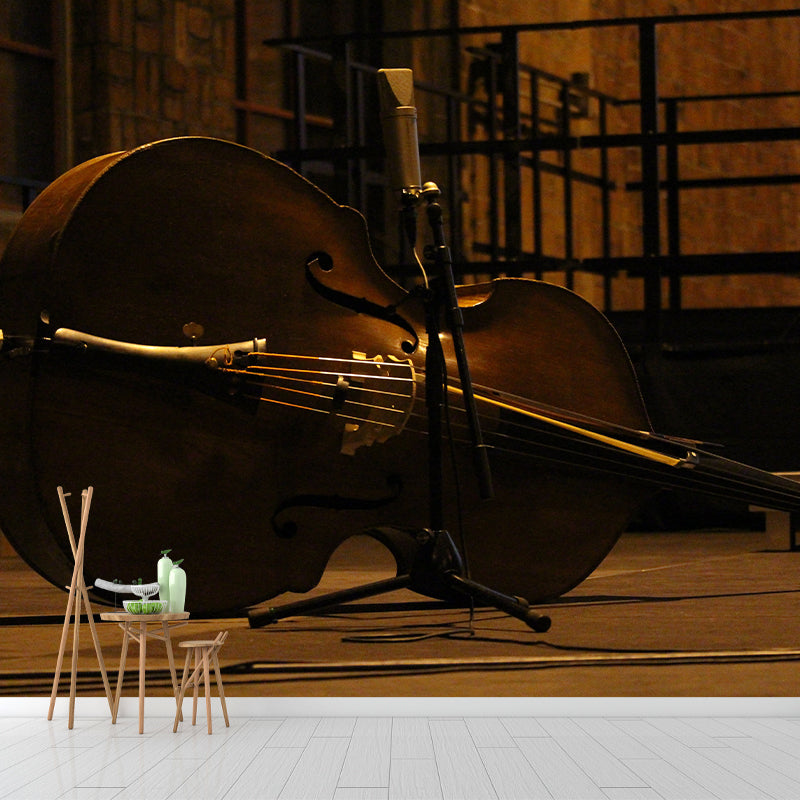 Minimalism Style Guitar Musical Instrument Wall Mural for Playroom, Water Resistant