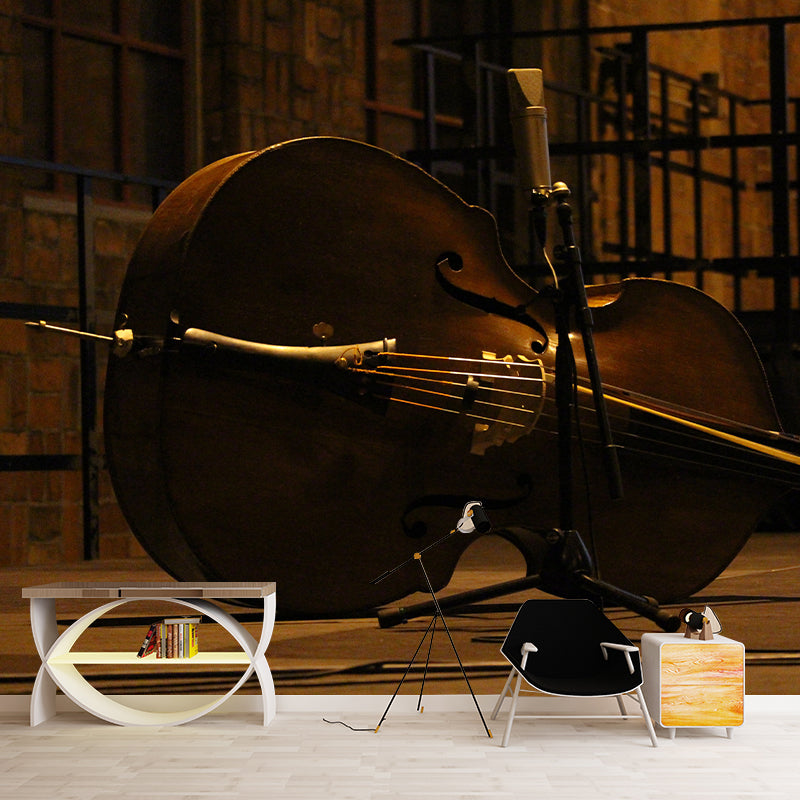 Minimalism Style Guitar Musical Instrument Wall Mural for Playroom, Water Resistant