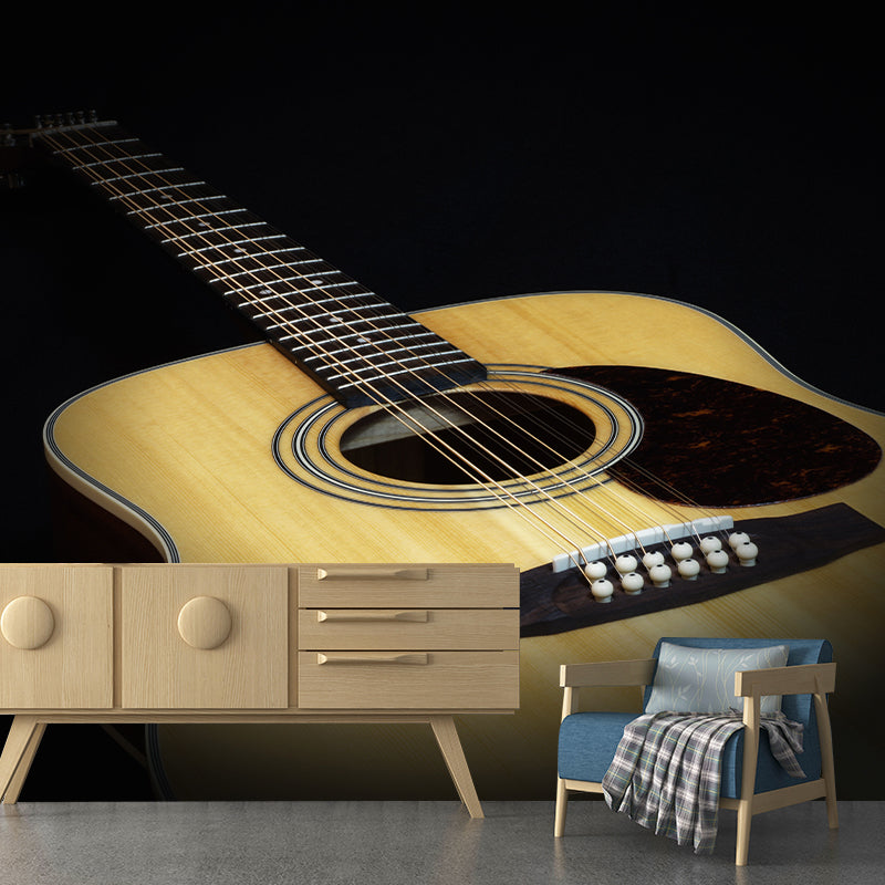 Minimalism Style Guitar Musical Instrument Wall Mural for Playroom, Water Resistant