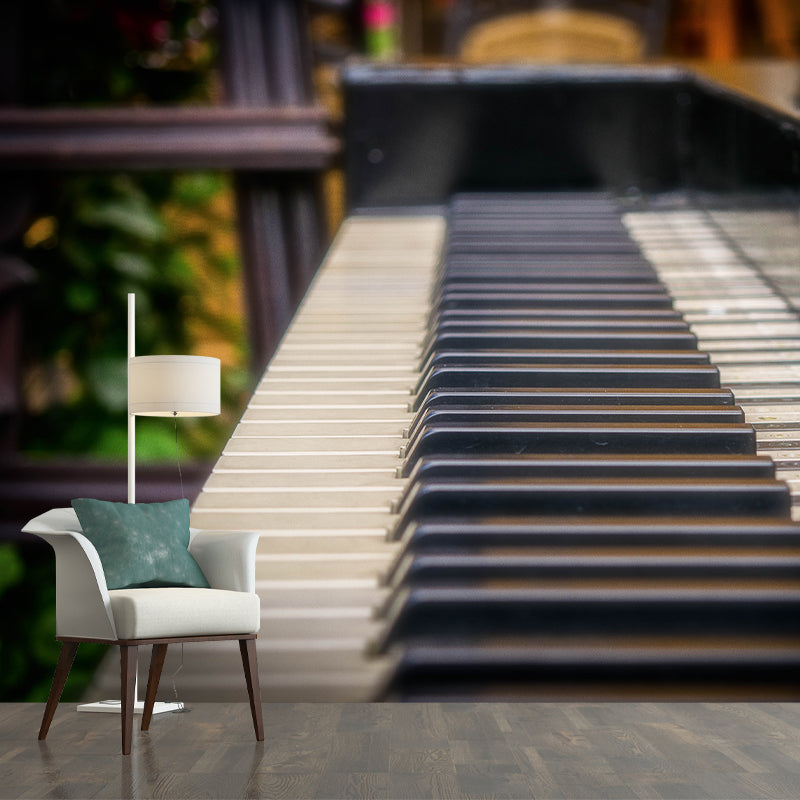 Piano Instrument Wall Mural for Playroom Mildew Resistant Wall Decor, Customized Size Available