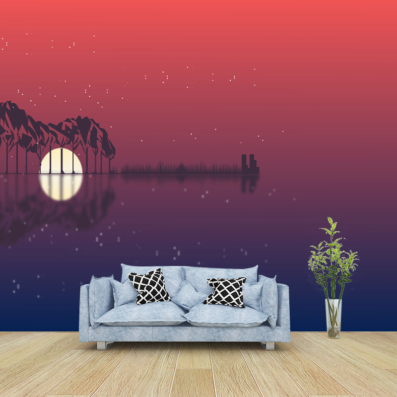 Guitar Musical Instrument Illustration Wall Covering for Sleeping Room, Waterproofing