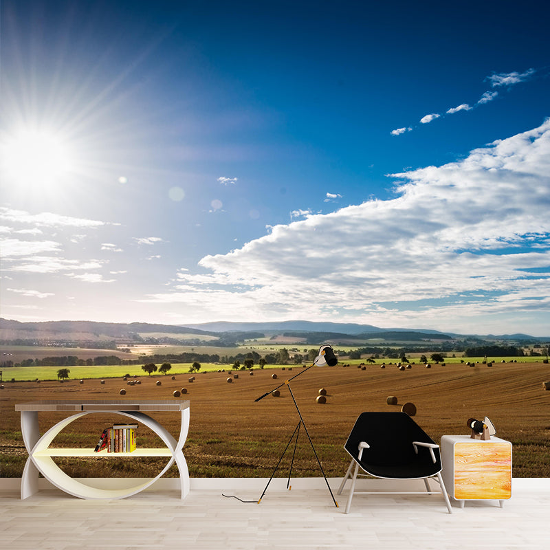 Moisture Resistant Straw Bales Mural Wall Covering for Bedroom Decoration