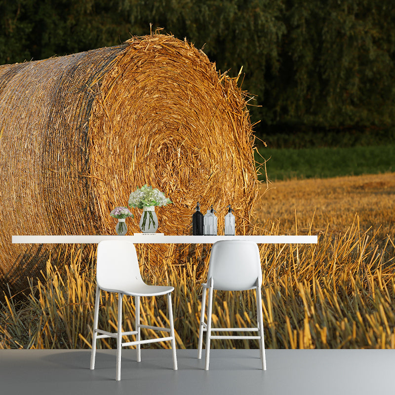 Moisture Resistant Straw Bales Mural Wall Covering for Sitting Room Wall Decor