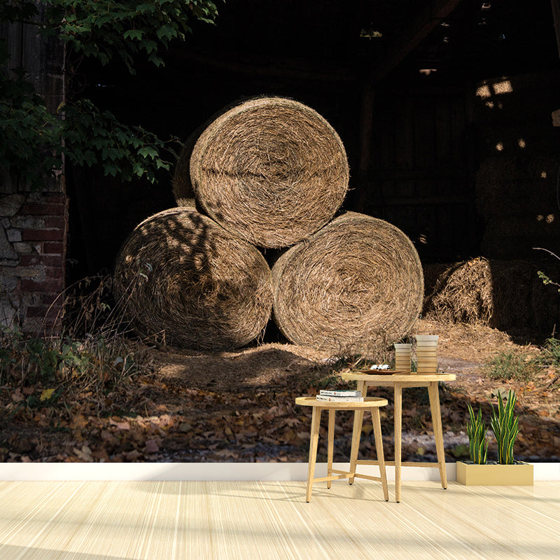 Straw Bales Mural Wall Covering Moisture Resistant for Bedroom Wall Decor