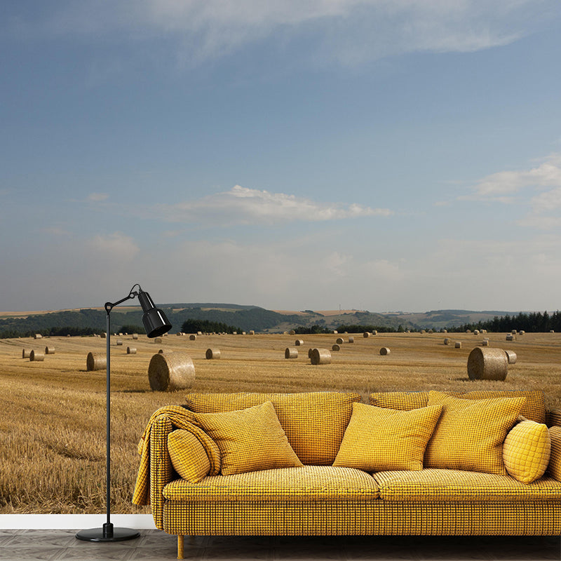 Moisture Resistant Straw Bales Mural Wall Covering for Living Room Wall Decor