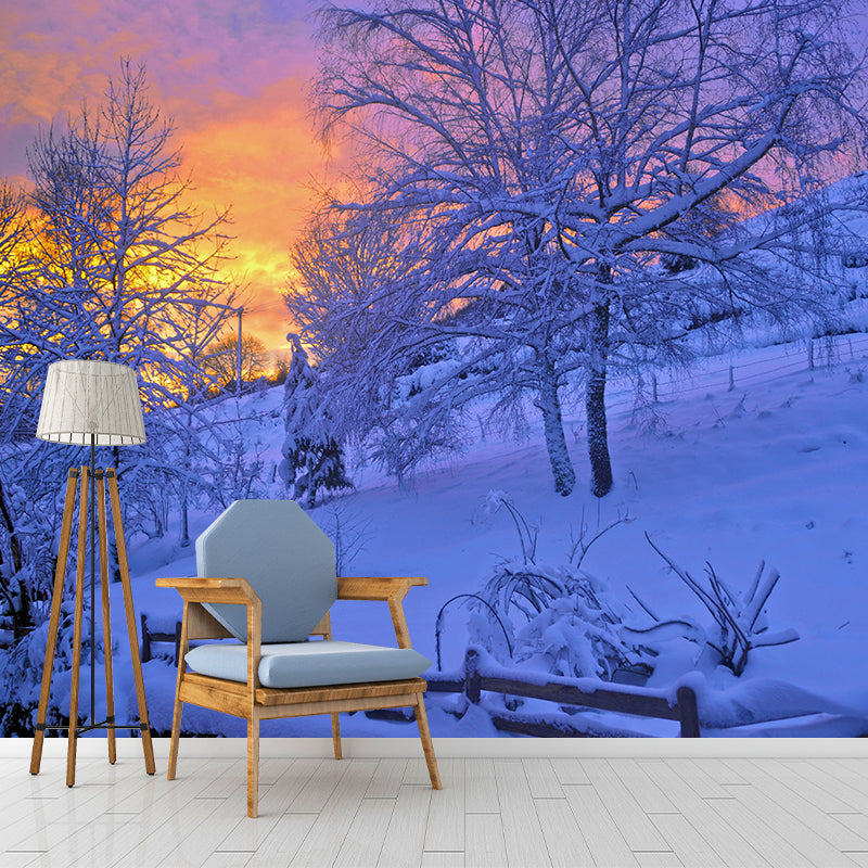 Soft Color Moisture Resistant Forest Mural Wallpaper Wall Covering