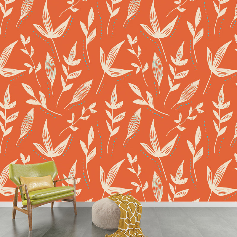 Botanical Illustration Mural Personalized Size Wall Covering for Sleeping Room