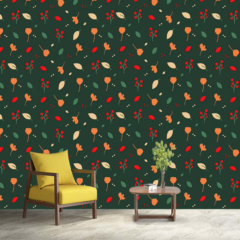 Botanical Illustration Mural Personalized Size Wall Covering for Sleeping Room