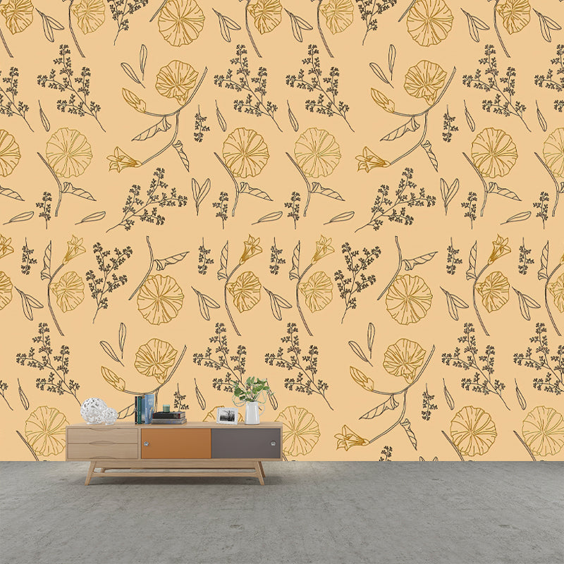 Botanical Illustration Mural Personalized Size Wall Covering for Sleeping Room