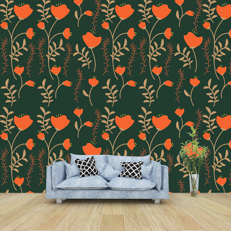 Botanical Illustration Mural Personalized Size Wall Covering for Sleeping Room