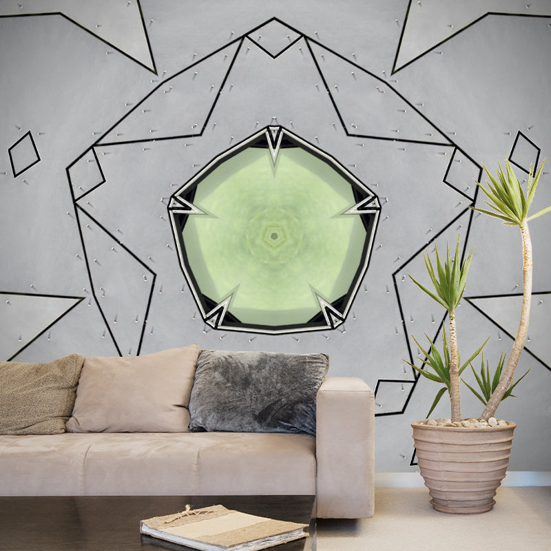 Geometric Illustration Full Size Wall Covering for Living Room, Customized Size Available