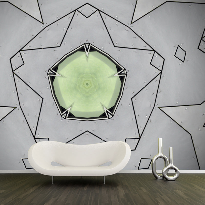 Geometric Illustration Full Size Wall Covering for Living Room, Customized Size Available