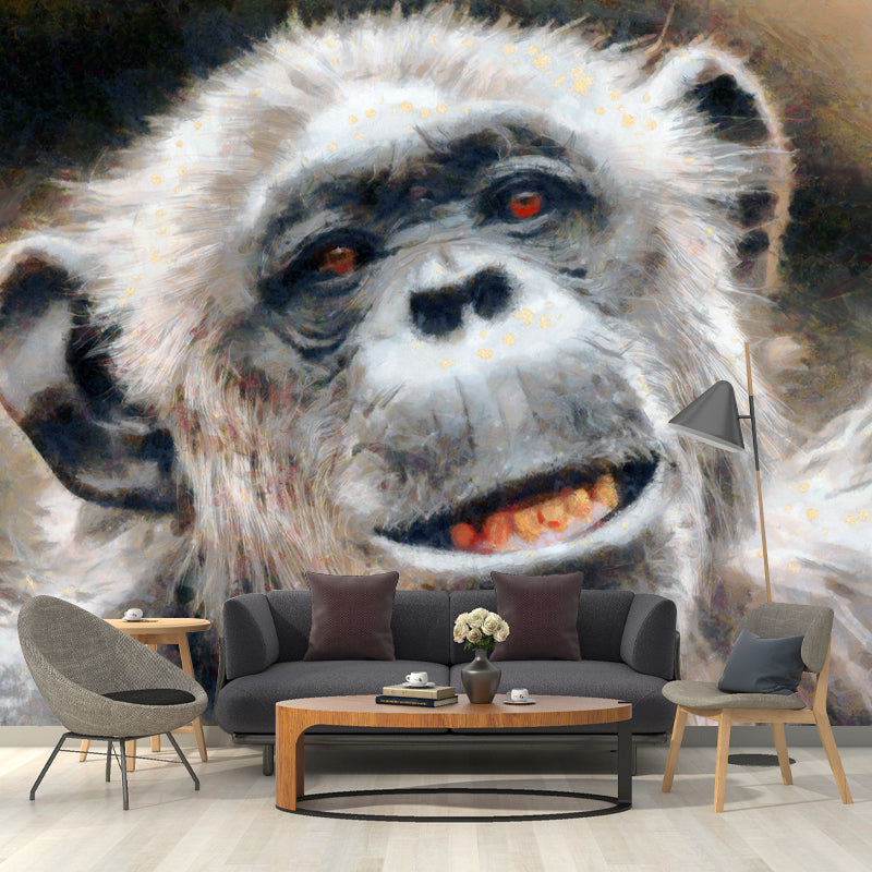 Contemporary Style Animal Illustration Mural Wallpaper for Sitting Room