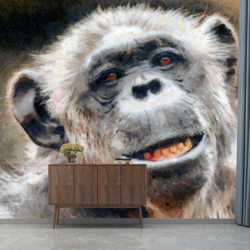 Contemporary Style Animal Illustration Mural Wallpaper for Sitting Room