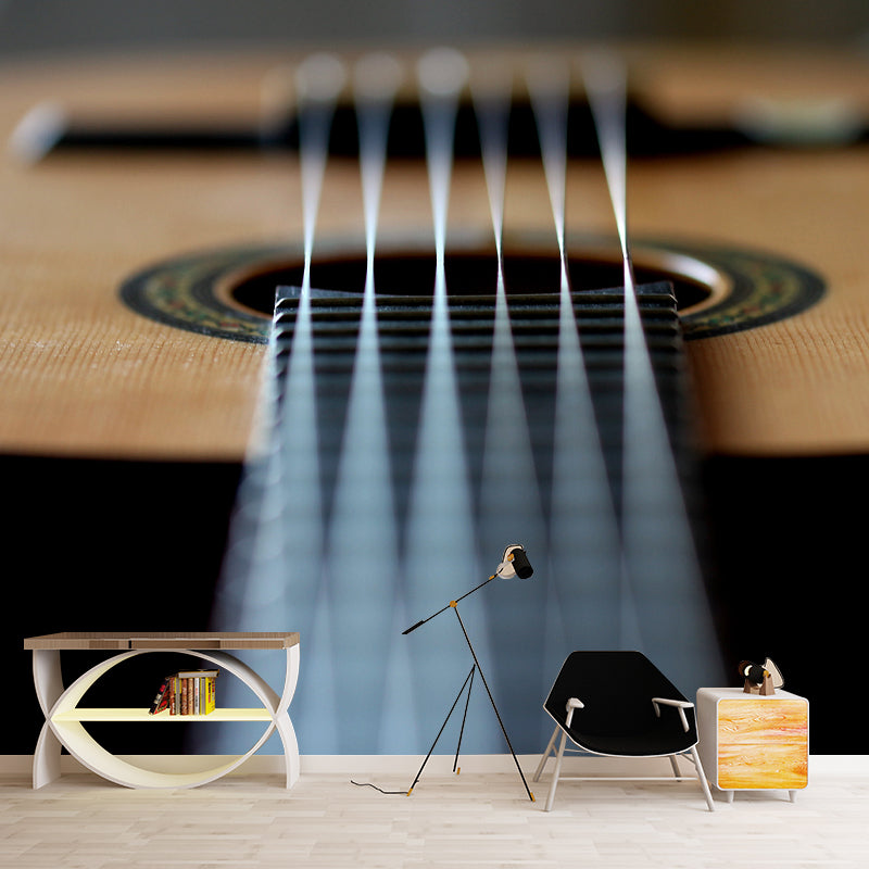 Minimalist Style Guitar Instrument Wall Mural for Playroom, Personalized Size