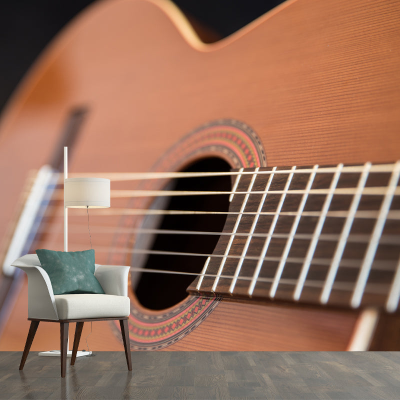 Minimalist Style Guitar Instrument Wall Mural for Playroom, Personalized Size