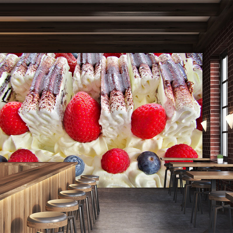 Cream Cake Wall Mural for Cake Shop Decor Contemporary Wall Art, Personalized Size Available