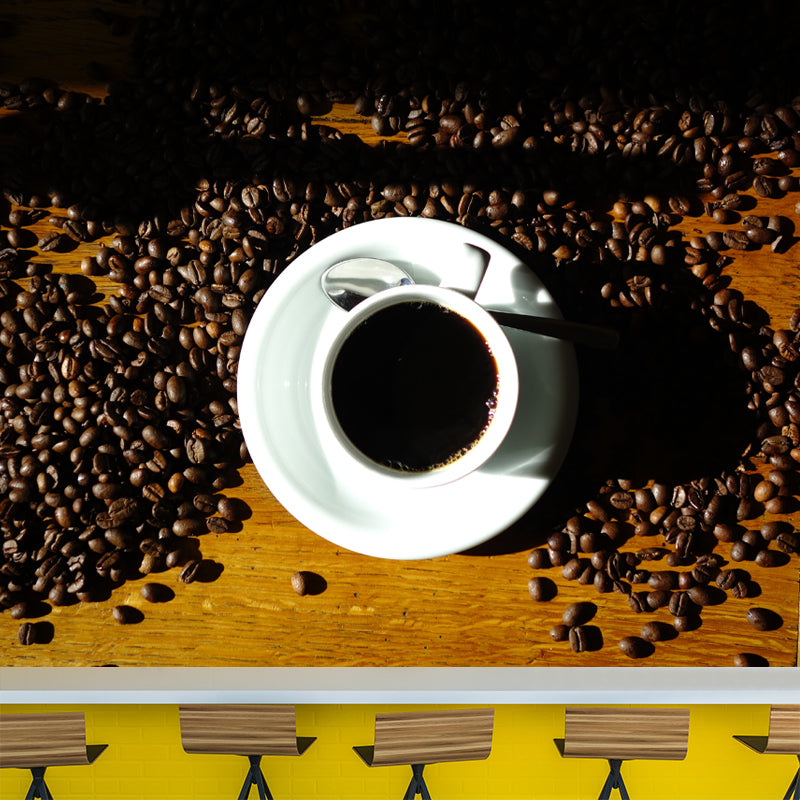 Coffee Contemporary Mural Wallpaper for Coffee Shop, Personalized Size Available