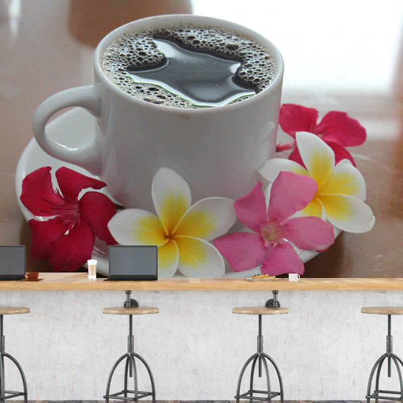 Coffee Contemporary Mural Wallpaper for Coffee Shop, Personalized Size Available