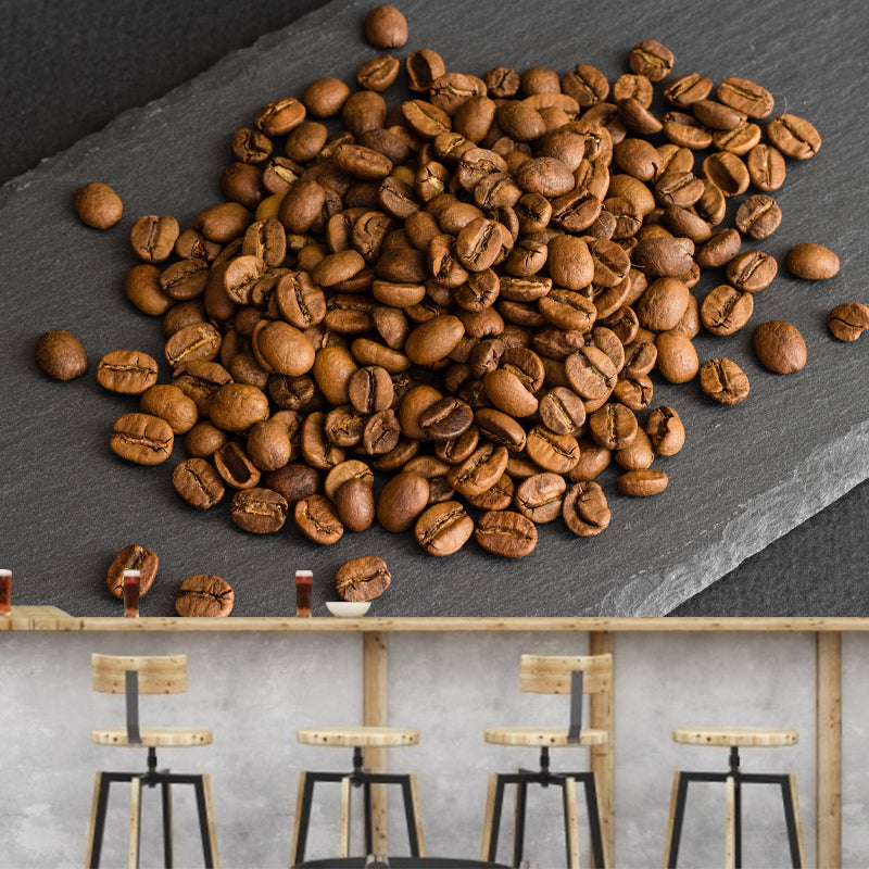 Coffee Beans Mural Wallpaper Stain-Resistant Wall Covering for Coffee Shop