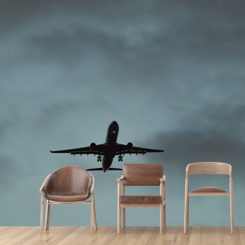 Modern Airplane Transportation Photo Simple Mural Wallpaper for Sitting Room