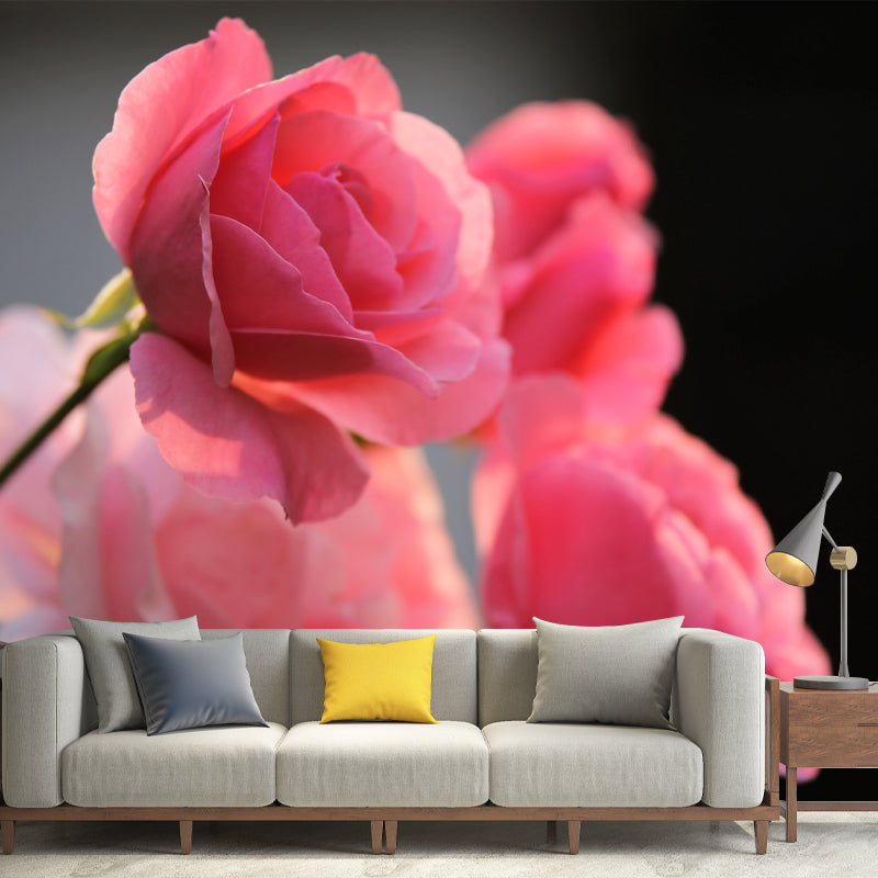 Bright Roses Mural Wallpaper Water-Resistant Wall Covering for Living Room