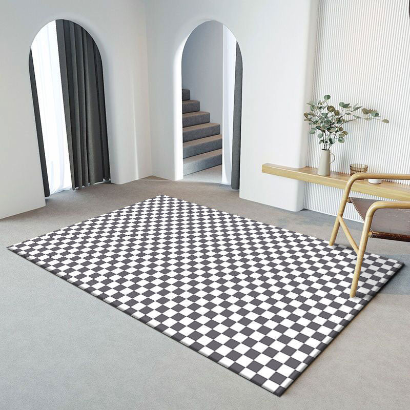 Modern Home Decoration Carpet Plaid Pattern Area Rug Polyester Non-Slip Backing Indoor Carpet