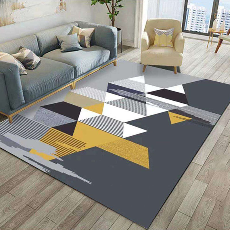 Geometric Indoor Rug Patchwork Modern Area Rug Polyester Living Room Carpet with Non-Slip Backing