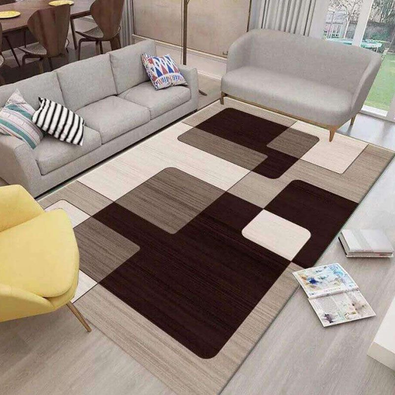 Geometric Indoor Rug Patchwork Modern Area Rug Polyester Living Room Carpet with Non-Slip Backing