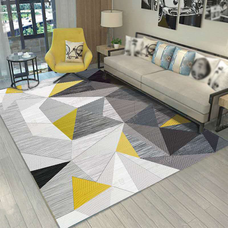 Geometric Indoor Rug Patchwork Modern Area Rug Polyester Living Room Carpet with Non-Slip Backing