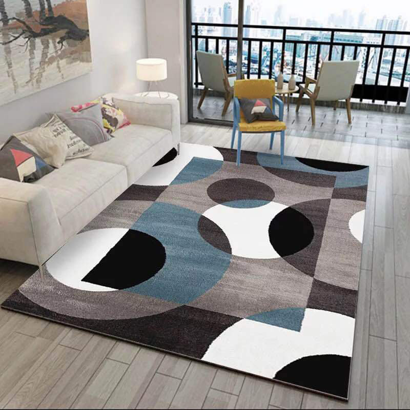 Geometric Indoor Rug Patchwork Modern Area Rug Polyester Living Room Carpet with Non-Slip Backing