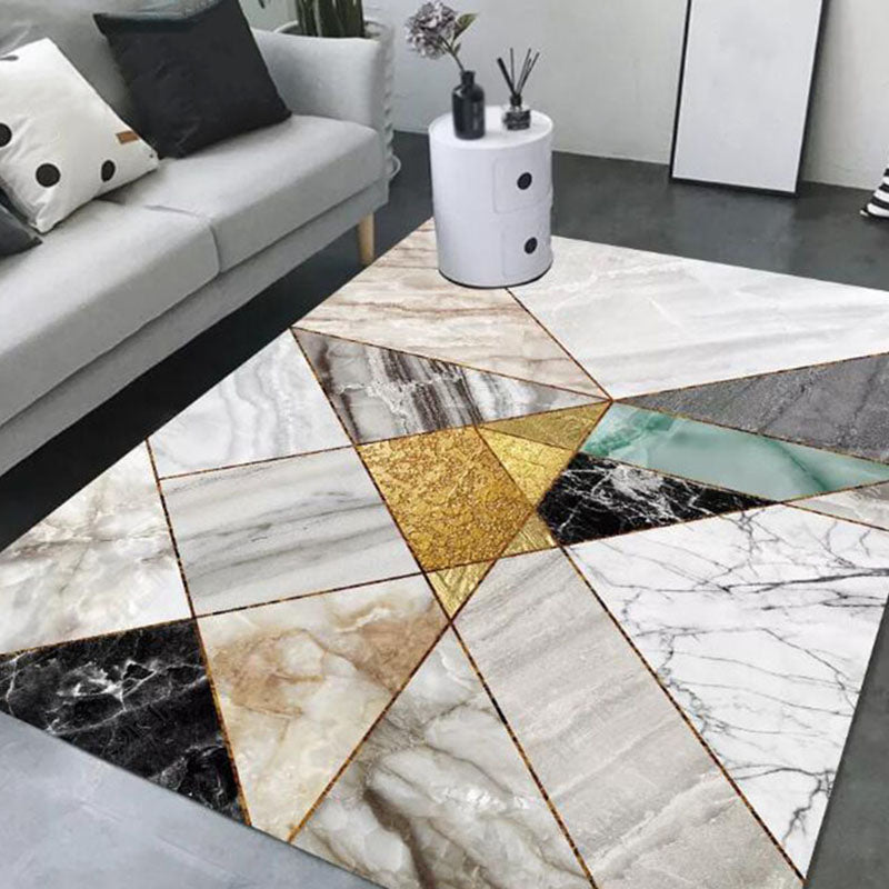 Modern Area Carpet Geometric Print Area Rug Polyester Living Room Carpet with Non-Slip Backing