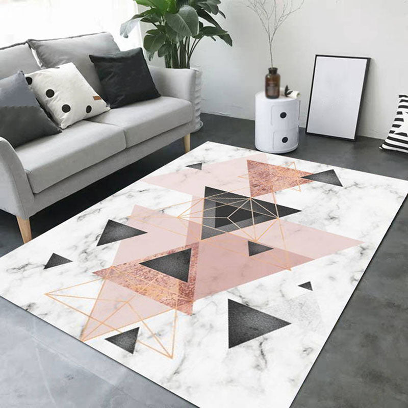 Modern Area Carpet Geometric Print Area Rug Polyester Living Room Carpet with Non-Slip Backing